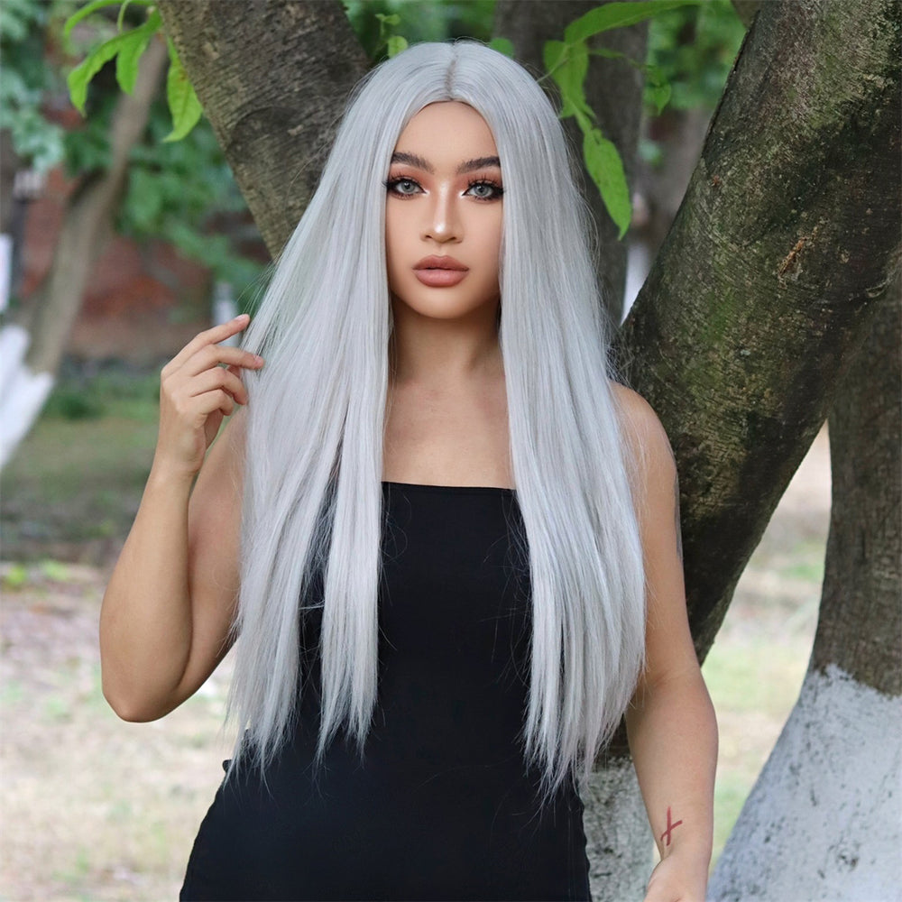
            
                Load image into Gallery viewer, Misty Horizon | Synthetic Wig | Silver  | 28 inches
            
        