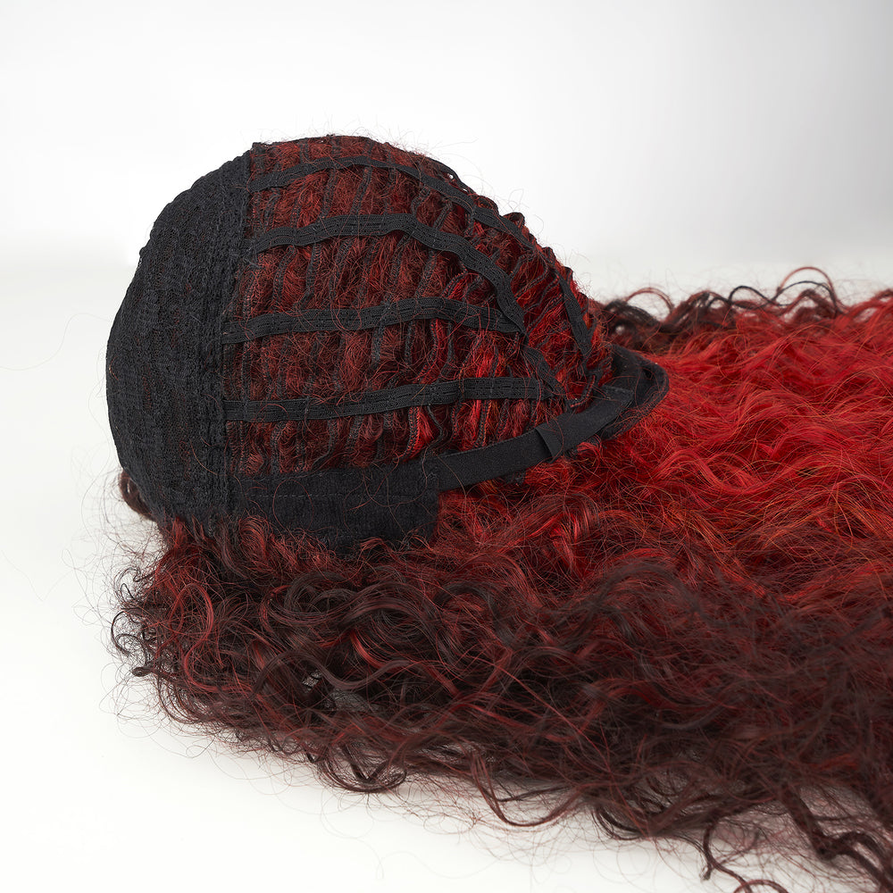 
            
                Load image into Gallery viewer, Wine Frenzy | Synthetic Wig | Ombre Black and Red | 28 inches
            
        