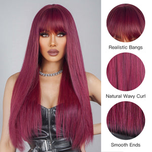 Scarlet Ember | Synthetic Wig | Wine Red | 26 inches