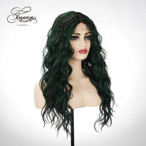 
            
                Load image into Gallery viewer, Verdant Ivy | Lace Front Wig | Black Green | 24 inches
            
        