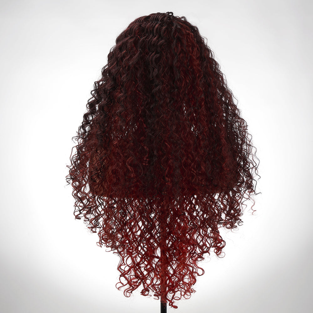 
            
                Load image into Gallery viewer, Wine Frenzy | Synthetic Wig | Ombre Black and Red | 28 inches
            
        