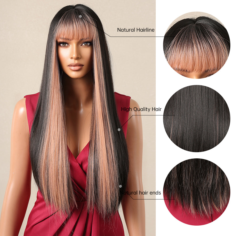 
            
                Load image into Gallery viewer, Blackberry Rose | Synthetic Wig | Black Pink | 26 inches
            
        