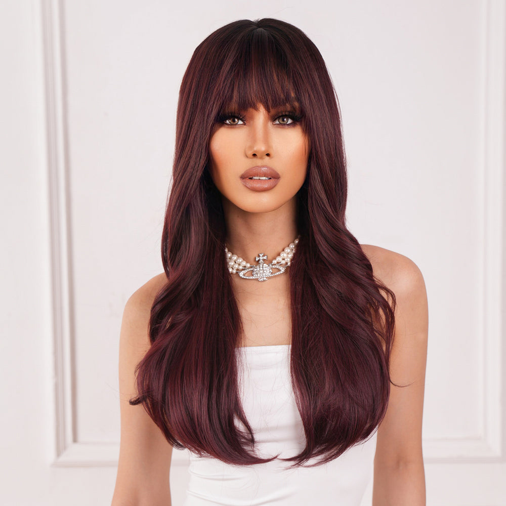 
            
                Load image into Gallery viewer, Black Cherry  | Synthetic Wig | Wine Red | 26 inches
            
        