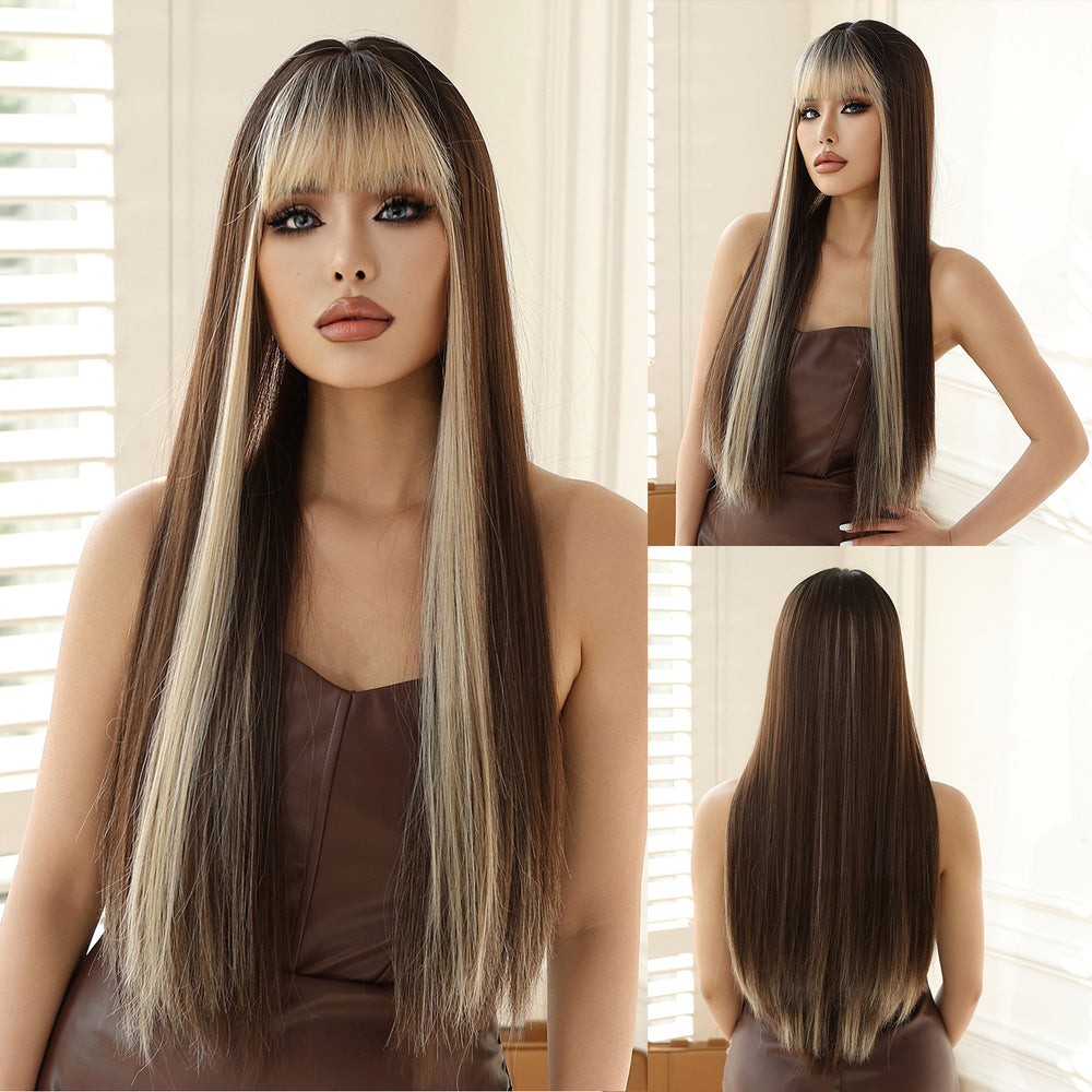 Onyx Elegance | Synthetic Wig | Ombre Brown | 30 inches