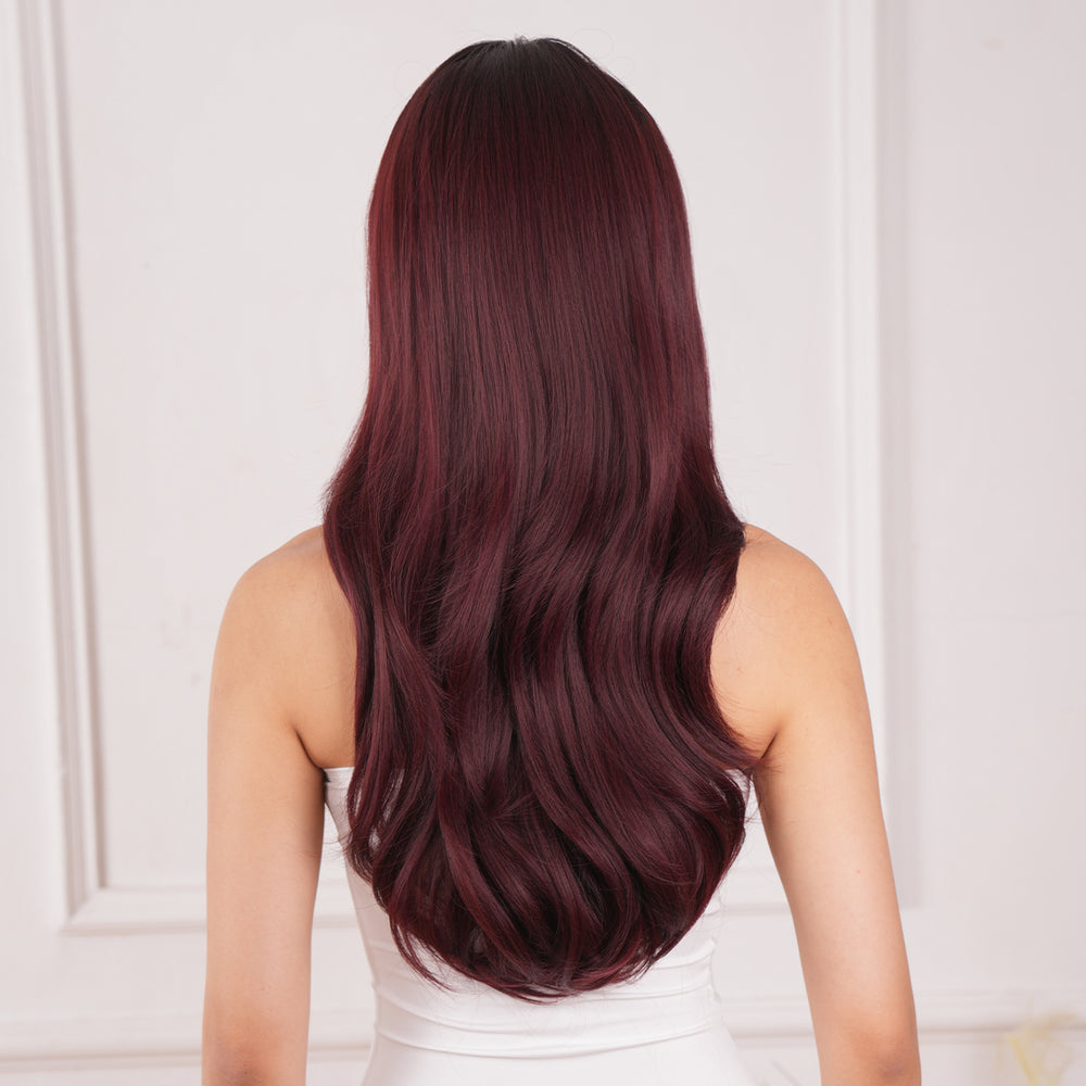 
            
                Load image into Gallery viewer, Black Cherry  | Synthetic Wig | Wine Red | 26 inches
            
        
