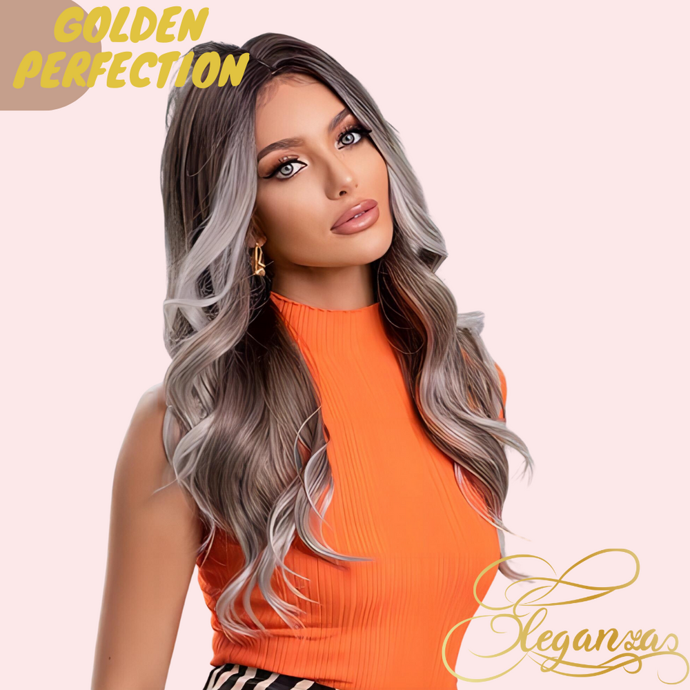 Golden Perfection | Synthetic Wig | Grey | 28 inches