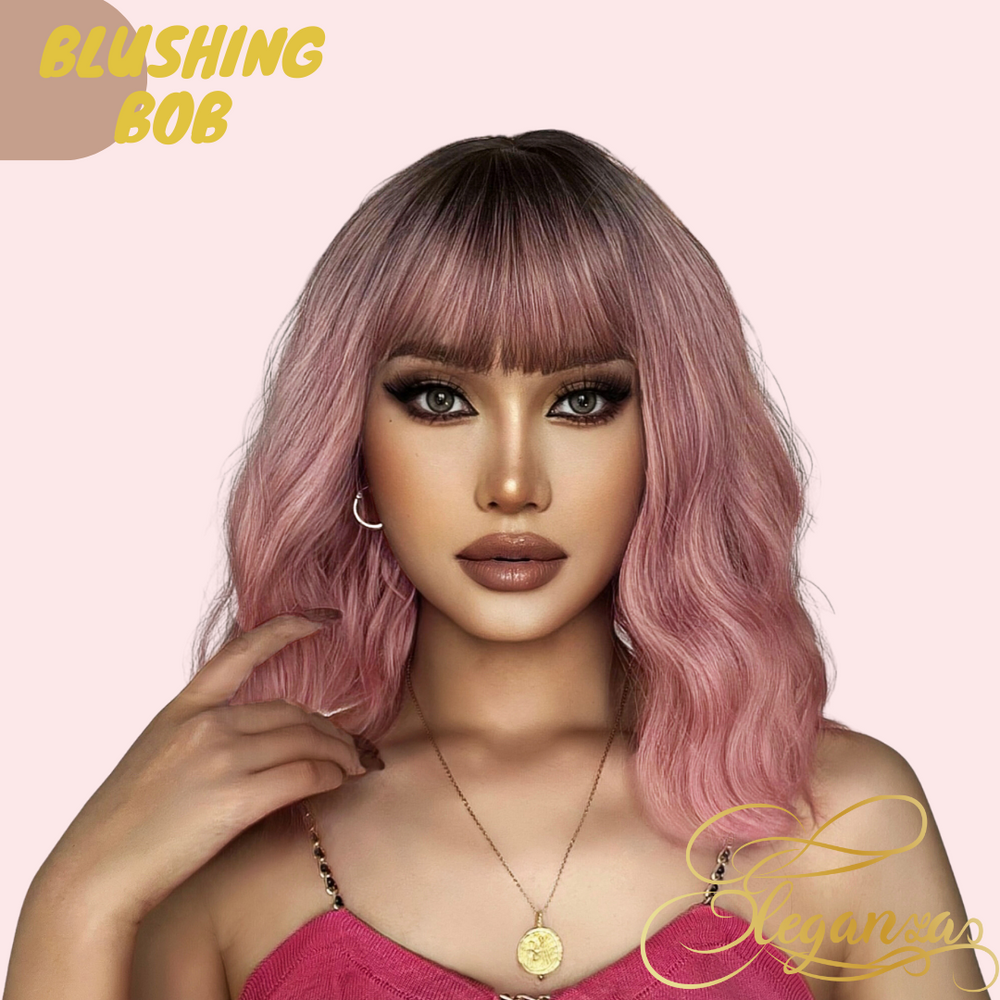 Blushing Bob | Synthetic Wig | Pink | 12 inches
