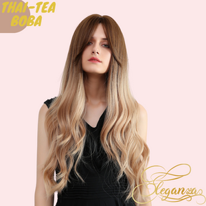 Thai-tea Boba | Synthetic Wig | Brown Orange | 28 inches