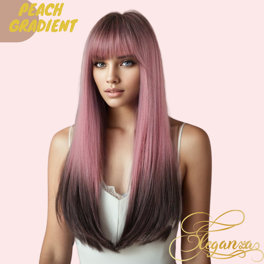 Peach Gradient | Synthetic Wig | Gradient Pink | 24 inches