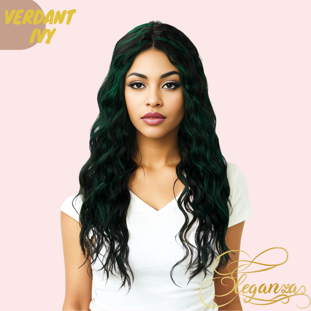 
            
                Load image into Gallery viewer, Verdant Ivy | Lace Front Wig | Black Green | 24 inches
            
        