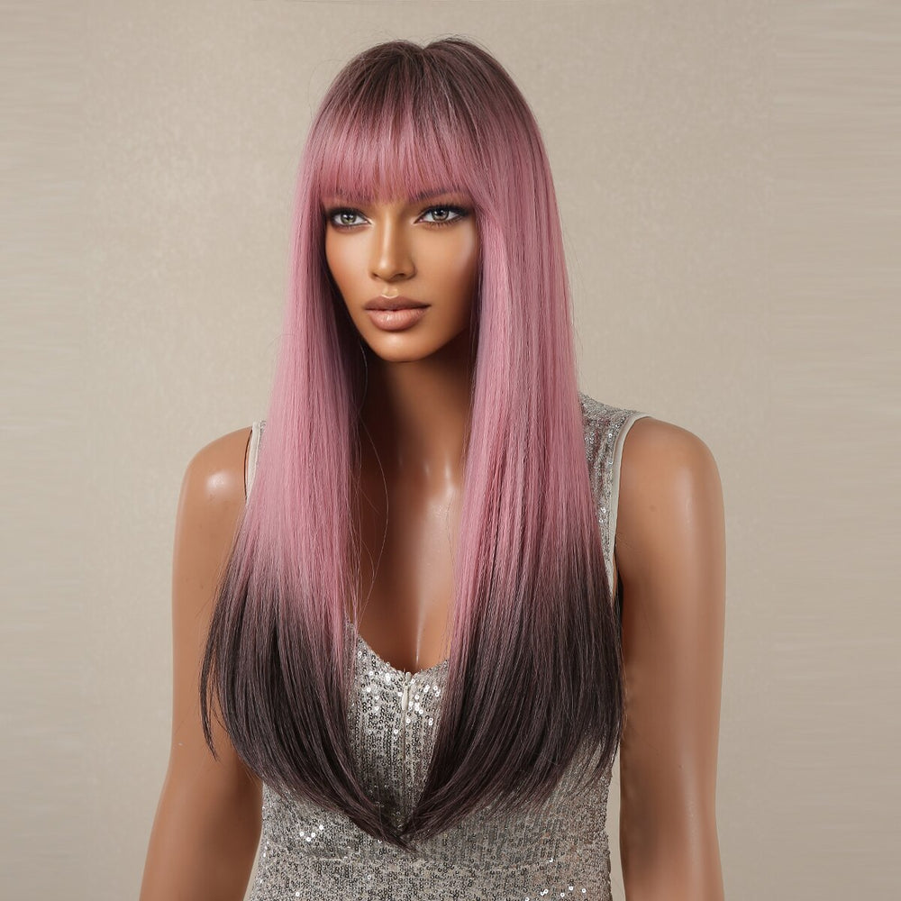 
            
                Load image into Gallery viewer, Peach Gradient | Synthetic Wig | Gradient Pink | 24 inches
            
        
