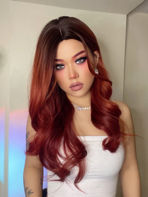Red Ruby | Synthetic Wig | Red-Brown | 25 inches