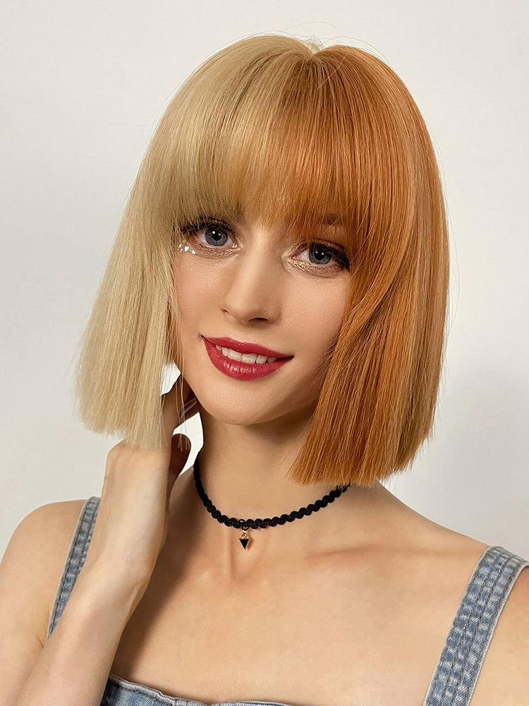 Sia Bob | Synthetic Wig | Brown and Gold | 11 inches