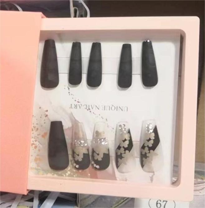 N67 | Universal size | 24Pcs  |  Complete Gel Nail Kit | Easy Stick-On Application | Full Cover Manicure Set with Acrylic Nails