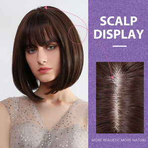 
            
                Load image into Gallery viewer, Espresso Elegance | Synthetic Wig | Dark Brown | 10 inches
            
        