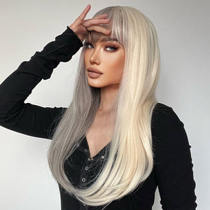 GAGA Split | Synthetic Wig | Grey and White | 24 inches