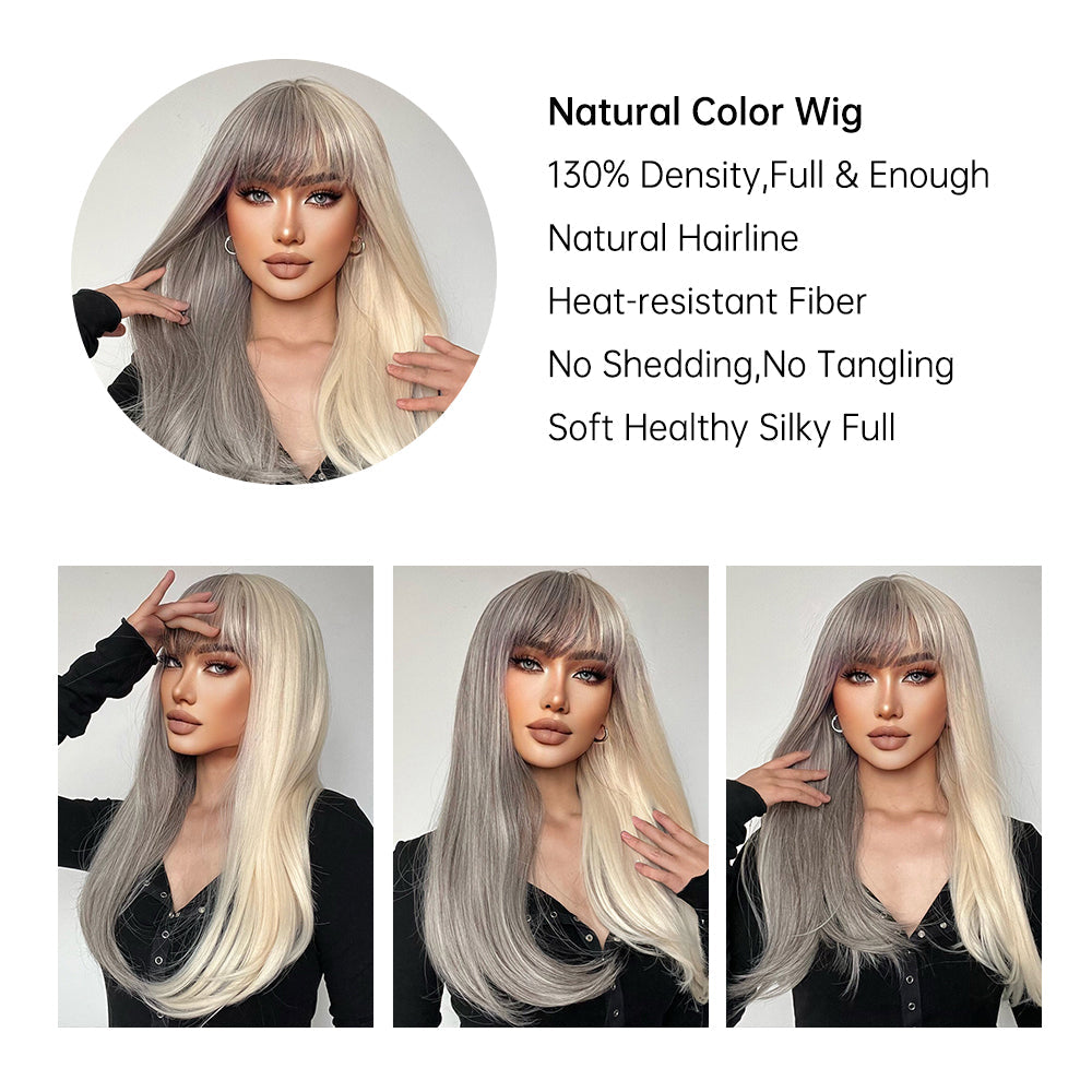 Dawn Mist | Synthetic Wig | Grey and White | 24 inches