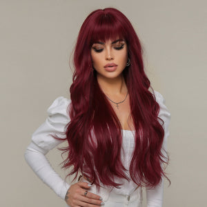 
            
                Load image into Gallery viewer, Winehouse Waves | Synthetic Wig | Wine Red | 26 inches
            
        