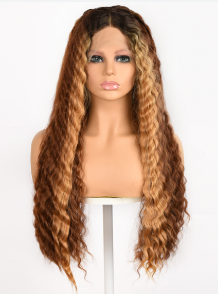 Sun-Kissed Waves | Lace Front Wig | Brown and Gold | 26 inches
