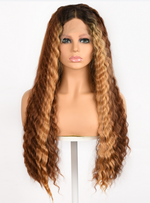 Sun-Kissed Waves | Lace Front Wig | Brown and Gold | 26 inches