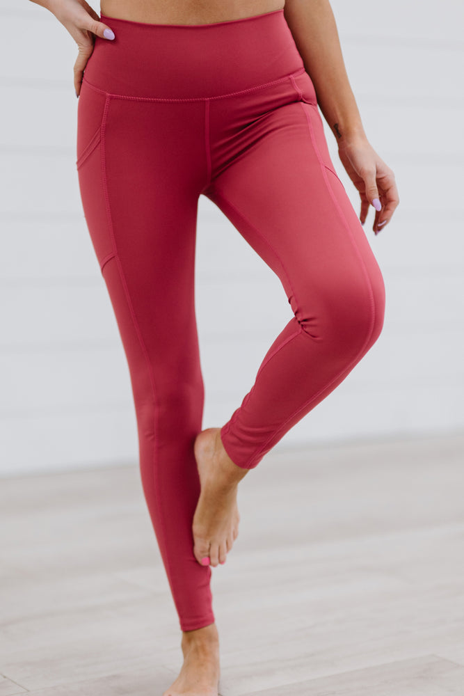 
            
                Load image into Gallery viewer, Zenana Step Aside Full Size Athletic Leggings with Pockets in Rose
            
        