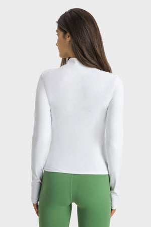 
            
                Load image into Gallery viewer, Half Zip Thumbhole Sleeve Sports Top
            
        