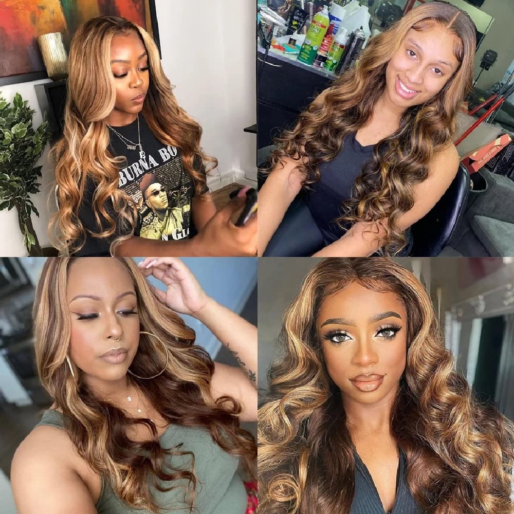 4/27 Highlight | 13x4 Lace Frontal Wigs | Brazilian Body Wave | Ombre Colored | Pre Plucked