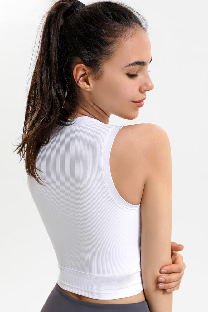
            
                Load image into Gallery viewer, Ribbed Crisscross Round Neck Cropped Sports Tank
            
        