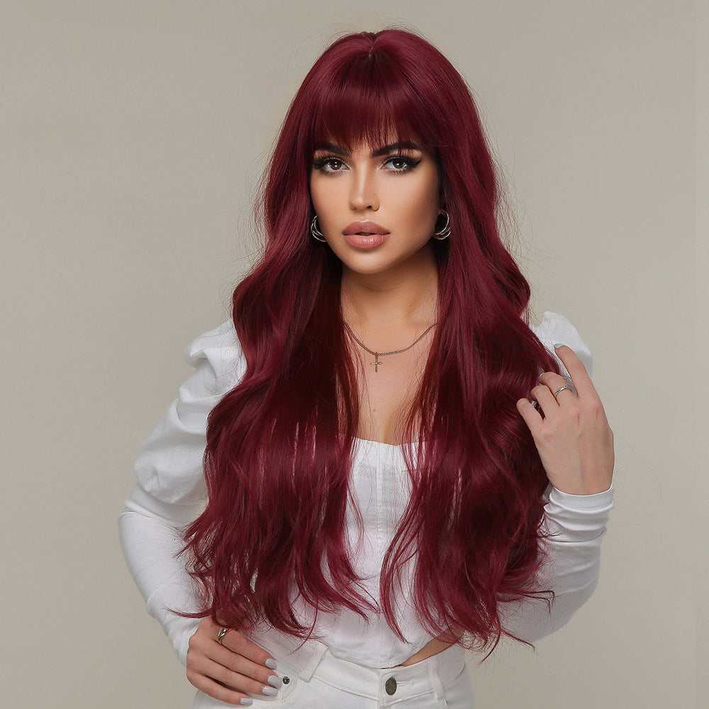 
            
                Load image into Gallery viewer, Winehouse Waves | Synthetic Wig | Wine Red | 26 inches
            
        