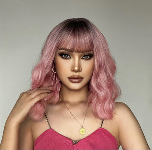 
            
                Load image into Gallery viewer, Blushing Bob | Synthetic Wig | Pink | 12 inches
            
        