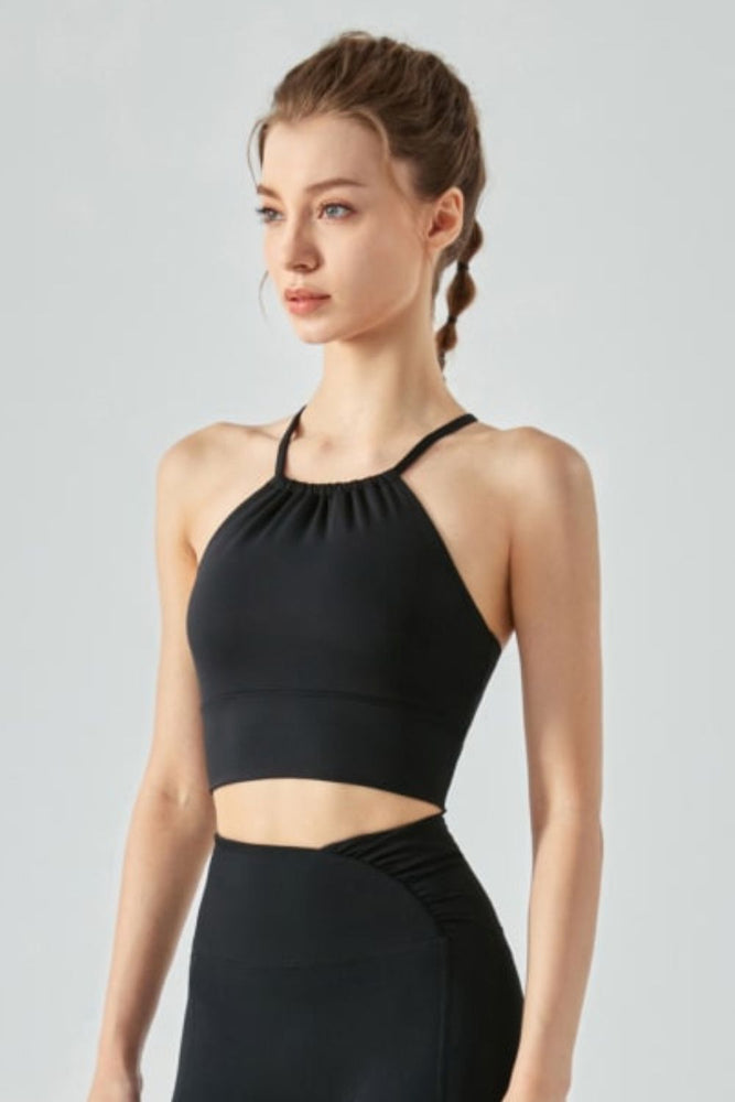 Crisscross Gathered Detail Cropped Sports Cami