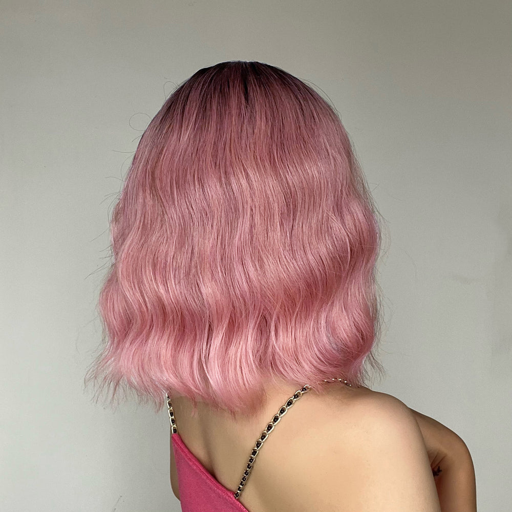 
            
                Load image into Gallery viewer, Blushing Bob | Synthetic Wig | Pink | 12 inches
            
        