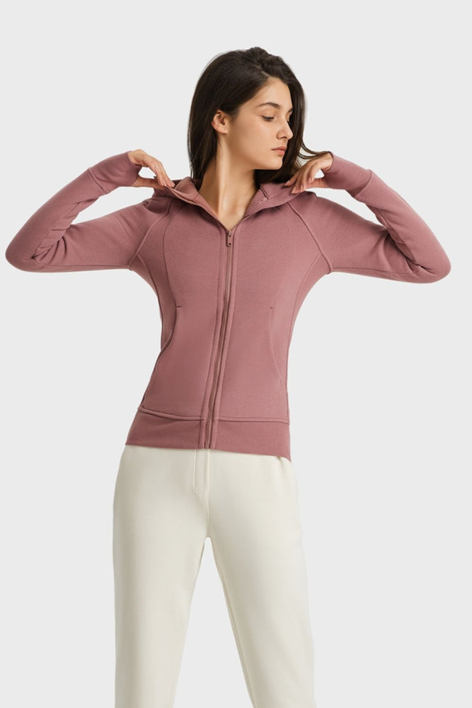 
            
                Load image into Gallery viewer, Zip Up Seam Detail Hooded Sports Jacket
            
        