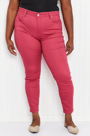 
            
                Load image into Gallery viewer, Zenana Walk the Line Full Size High Rise Skinny Jeans in Rose
            
        