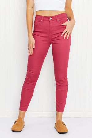 
            
                Load image into Gallery viewer, Zenana Walk the Line Full Size High Rise Skinny Jeans in Rose
            
        