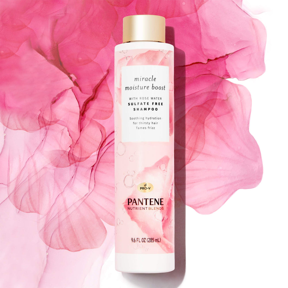 
            
                Load image into Gallery viewer, Pantene Nutrient Blends Miracle Moisture Boost Rose Water Shampoo for Dry Hair, Sulfate Free, Floral, 9.6 Fl Oz
            
        